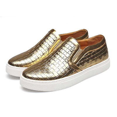 

IDIFU Mens Trendy Plaid Elastic Low Top Loafers Shoes Flats Slip-on Skate Sneakers