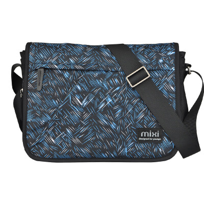 

Mi Xi single shoulder bag male sports leisure Messenger bag men fashion multi-functional cover double buckle men's messenger bag bag male wave cloth bag blue 12 inch M5177