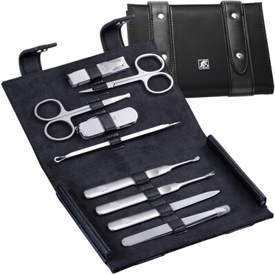 

STONE SIIDEN STAINLESS STEEL FINGER HANDLE HANDLE 9 pcs Nail Clippers Acne Needle Knife Set STR201