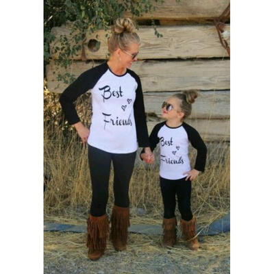 

Family Matching Cotton Tee Shirt Mother Daughter Women Baby Girl T Shirt Top