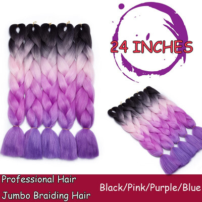 

24 Inches Braiding Hair Ombre for crochet Hair Weave with Synthetic&Twist Braiding Hair Extensions Dark black 100gpc