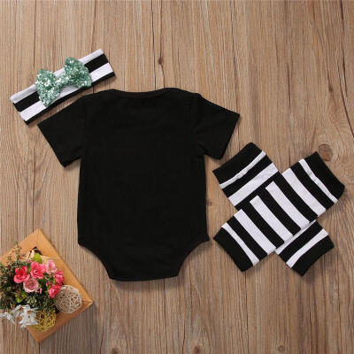 

Infant Baby Girls Boys Bodysuit Romper Leg Warmer 3pcs Clothes Outfits Set USA