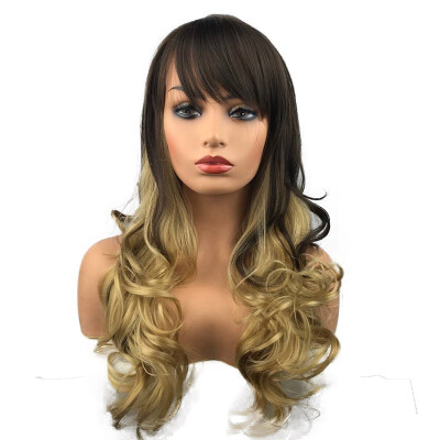 

StrongBeauty Long Wavy Brown Blonde Ombre Synthetic Wigs Natural Looking Wigs