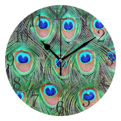 

Wall Clock Arabic Numerals Design Peacock Design Round