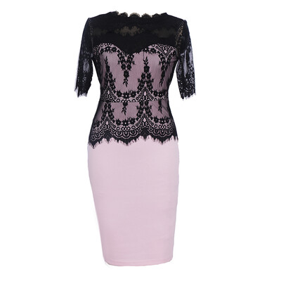 

Hot Sale New Style Fashion Lace Party Parthwork Sexy Half Sleeve Pencil Dress