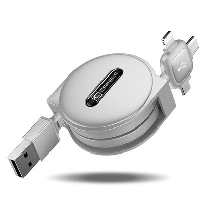 

cafele 150cm 3in1 USB Charge Cable for iPhone & Micro USB & USB C Cable Retractable Portable Charging Cable Type C