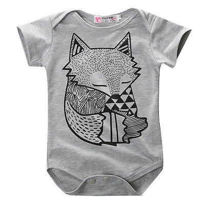 

Toddler Newborn Baby Boys Girls Fox Triangle Romper Jumpsuit Bodysuit Outfits