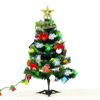 

DIY 60cm Tabletop Christmas Tree PVC Artificial Christmas Tree with LED Light Strip Star Topper Gift Bags Snowballs Decorative Acc