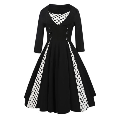 

Polka Dot Knee Length A Line Vintage Dress