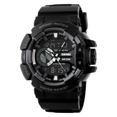 

Mens Dual Digital Analog Chronograph Sports Watch Waterproof Wristwatch CO H4T9Blue