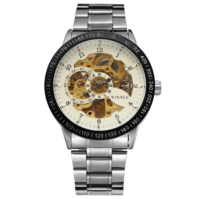 

Winner 8085 Men Fashion Automatic Mechanical Business Wrist Watch Luxury Fashion Military Watch Men Skeleton Dial Stainless Steel