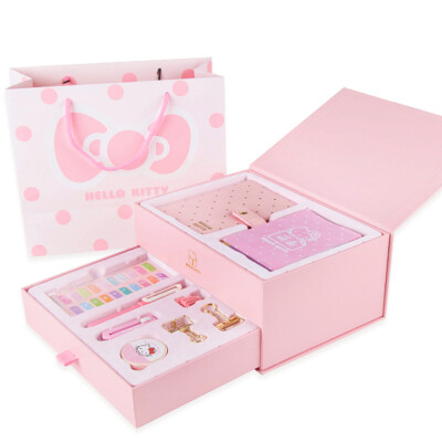 

Kinbor handbook 14 stationery gift set (leather face book / pen / paper tape) Hello Kitty pink DTB6507