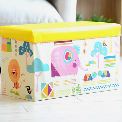 

Space excellent childrens clothing toy storage box can sit folding large size children storage stool one loaded 60L animal park light yellow