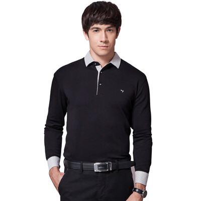 

Qipai (SEVEN) Men's T-shirt men's cotton solid color leisure POLO shirt 111T50090 09 black 165