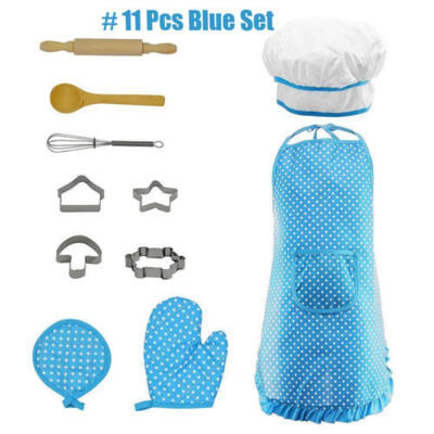 

UK 11PCS Cupcake Chef Set for Kids Cooking & Baking Play Costume for Little Girl