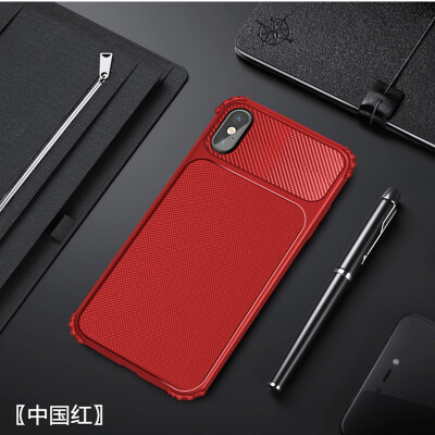 

For iphone 8 7 Plus Phone Case Plain Anti-knock Carbon Fiber Soft TPU Matte Business FItted Case