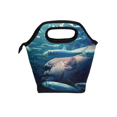 

Lunch Bag Undersea World Tote Travel Picnic Insulated Handbags Portable Zipper Lunch Bag Box
