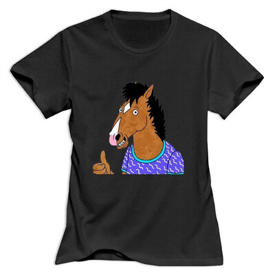 

Women Bojack Horseman Logo T-Shirt 100 Cotton Retro  Black