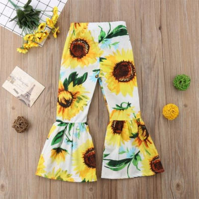 

Newborn Kid Girls Baby Clothes Sunflower Long Loose Leggings Pants Trousers