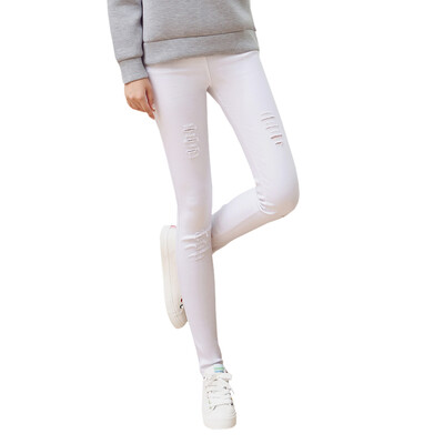 

Antarctic nanjiren broken pants nine cents feet pants Korean version of candy color wild was thin white