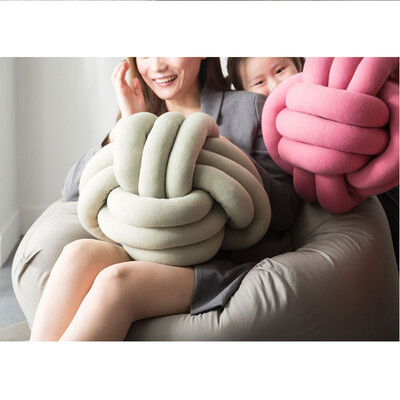 

NeillieN pillow Cushion Sofa Lumbar Pillow Chair Back CushionHandmade Knot Ball Decorative PillowsSolid Soft Round Cushion
