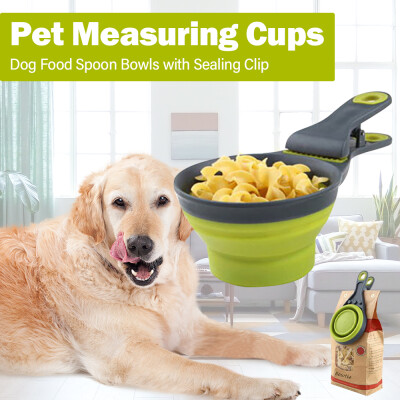 

Pet Measuring Cups Dog Food Spoon Collapsible Food Scoop Bowls with Sealing Clip for Cat Dog Pet Large Size