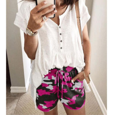 

New Ladies Womens Girl High Waist Print Beach Board Swimming Hot Pants Shorts YY