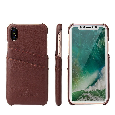 

New iPhoneX Mobile Phone Case Leather Card Back Shell Huawei Mobile Phone Protective Case Brown