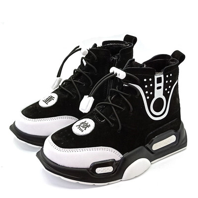 

New Autumn Genuine Leather Children Shoes Boys Girls High Top Sneakers Baby Toddler Casual Sports Shoes Kids Student Flats