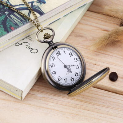 

Mens Retro Antique Design Quartz Pocket Watch Chain Necklace for Bestman