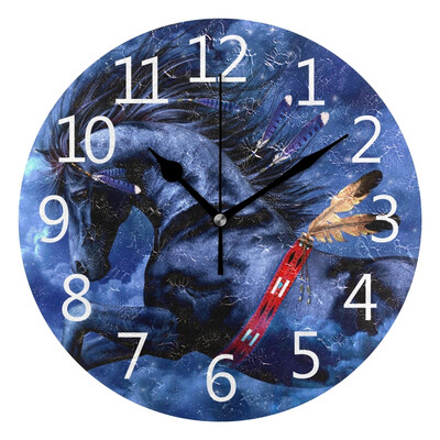 

Wall Clock Fantasy Horse Round Wall Clock Arabic Numerals Design