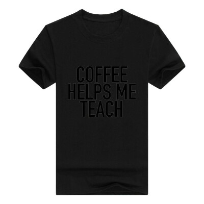 

Coffee Helps Me Teach - Funny Teaching Men Cotton T-Shirt
