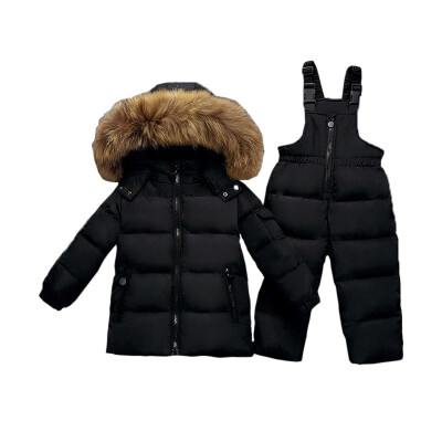 

2018 Winter warm down jacket for baby girl clothes child clothing sets boys parka real fur coat kids snow wear infant overcoat