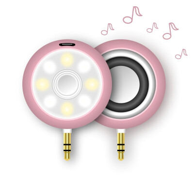 

2 in 1 Mini 35mm Audio Speaker with 8 LED Selfie Flash Fill-in Light Spotlight Lamp