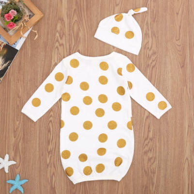 

Lovely Newborn Baby Girl Boy Nightgown Pajamas Hat 2pcs Cotton Outfits Set 0-6Y