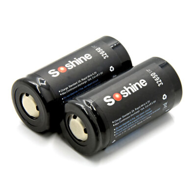 

Soshine NCR 32650 6500mAh 37V Rechargeable Flat Top Battery 2PCS