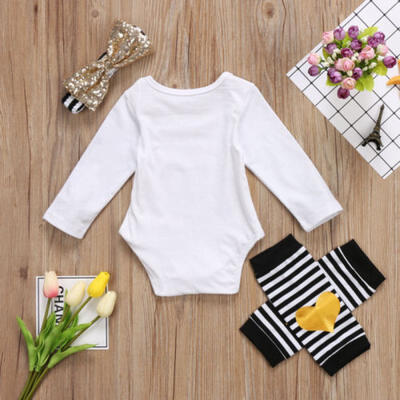 

3pcs Newborn Baby Girls Long Romper Bodysuit Jumpsuit Playsuit Clothes Outfits