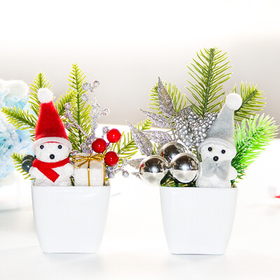 

Jiesheng Christmas decorations ornaments Christmas tree set ornaments desktop decoration supplies dolls snowmen send men&women friends gift toys gift window snowman potted red