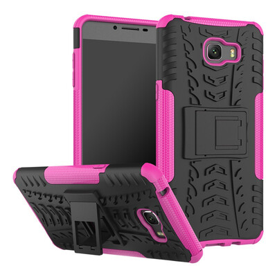 

Fivice Samsung C9 Pro Case TPU anti-fall tire pattern back clip bracket phone case