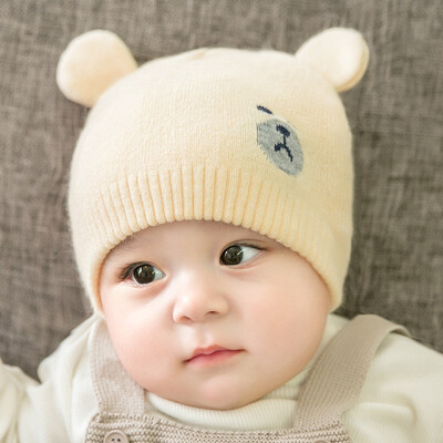 

Fashion Newborn Hats Knitted Warm Bear Round Machine Cap Protects Ear Bonnet Baby Winter Caps
