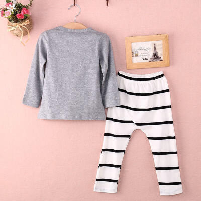 

Cute Newborn Baby Boys Girls Clothes Cotton Tops Striped Pants 2Pcs Outfits Set