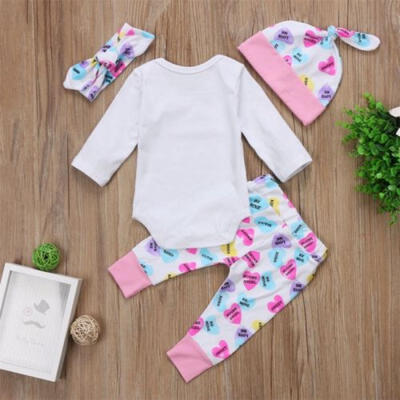 

Newborn Toddler Baby Girl Clothes Romper Jumpsuit BodysuitPantsHat Outfit Set