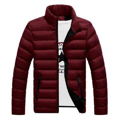 

Mens Fashion Casual Warm Stand Collar Long Sleeve Solid Color All-match Slim Short Coat