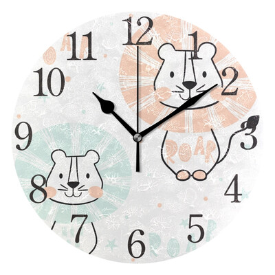 

Wall Clock Arabic Numerals Design Lion Baby Round