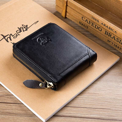 

BULLCAPTAIN 2018 New Arrival Mens Wallet Cowhide Coin Purse Designer Brand Wallet clutch leather wallet man wallets&purses