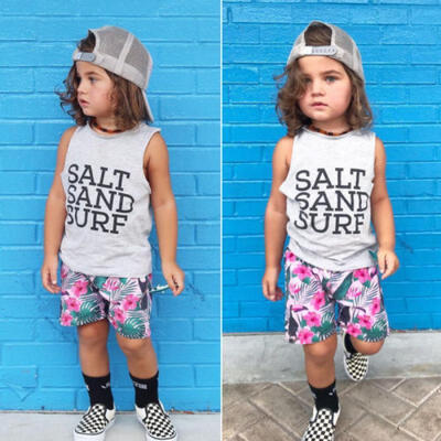 

Infant Toddler Kid Girl Clothes Baby Sleeveless Tank T-ShirtShort Pants Outfits