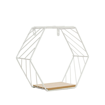 

Simple Hexagon Iron Mesh Wall Hanging Household Decoration Pendant Black Bias L
