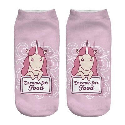 

1 Pairs LadiesWomens Cartoon Print Gym Sports Trainer Ankle Socks Unicorn