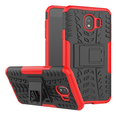 

Fivice Samsung J4 2018 Case TPU anti-fall tire pattern back clip bracket phone case