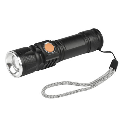 

Rechargeable Mini LED Flashlight LED Hunting Torch Light Lantern 3 Modes Zoomable Torch with USB Port for Outdoor Camping